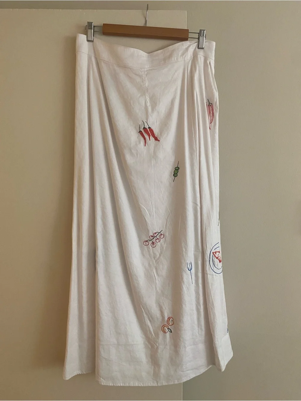 Maeve White Embroidered Summer Midi Skirt sz 10